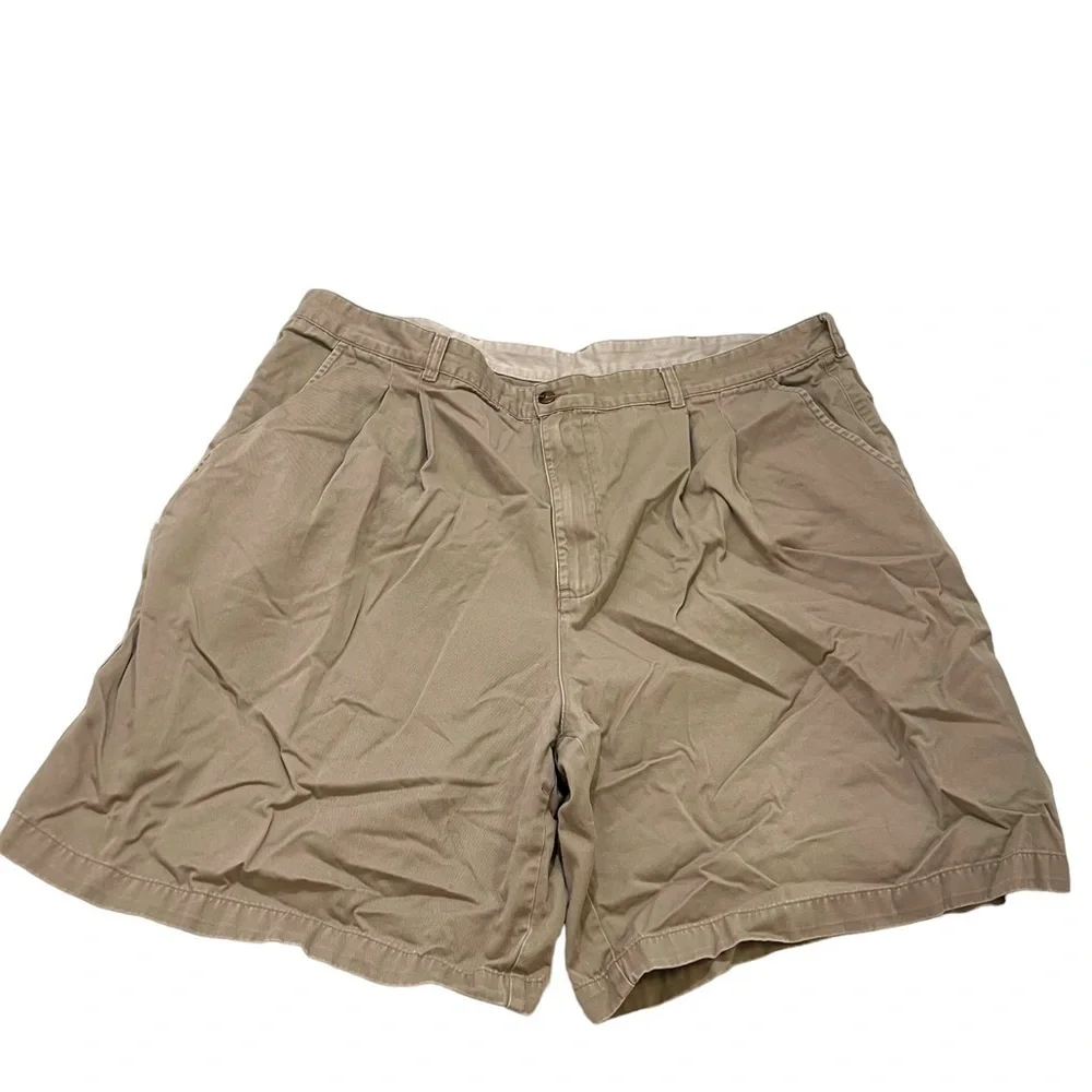 Vintage Farah Men's Size 44 Pleated Khaki Beige Shorts High Rise 100% Cotton